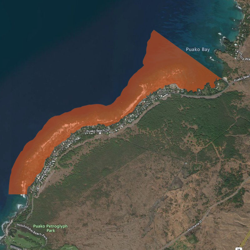 Map of Puako Bay and Puako Reef