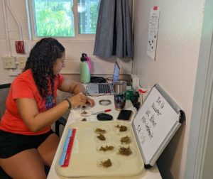 Kate Gonzalez analyzing the viability of C. tumulosa using a PAM fluorometer