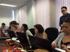 Group of people looking at computers