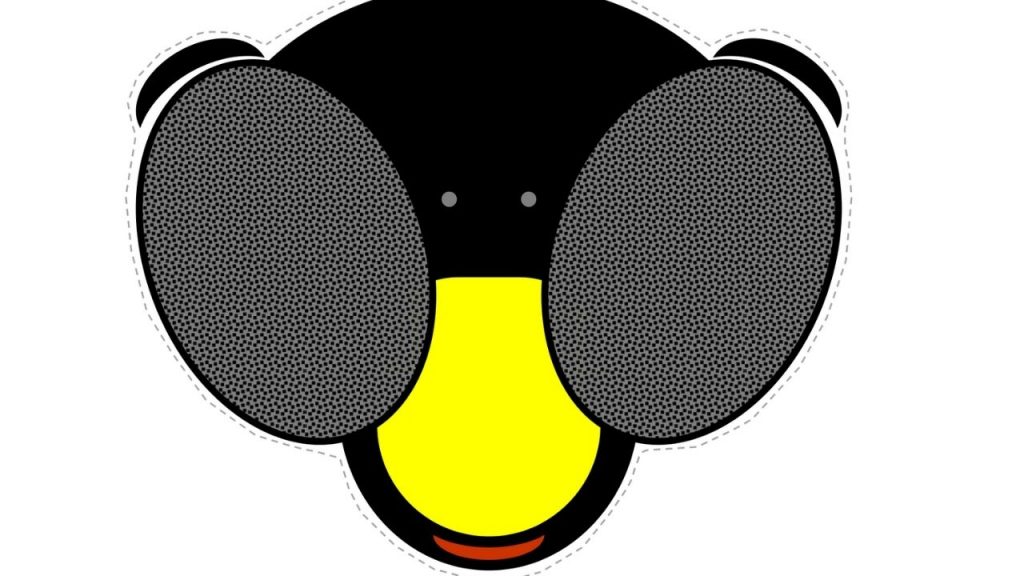 A graphic of a yellow-faced bee linking to a headband paper craft activity sheet