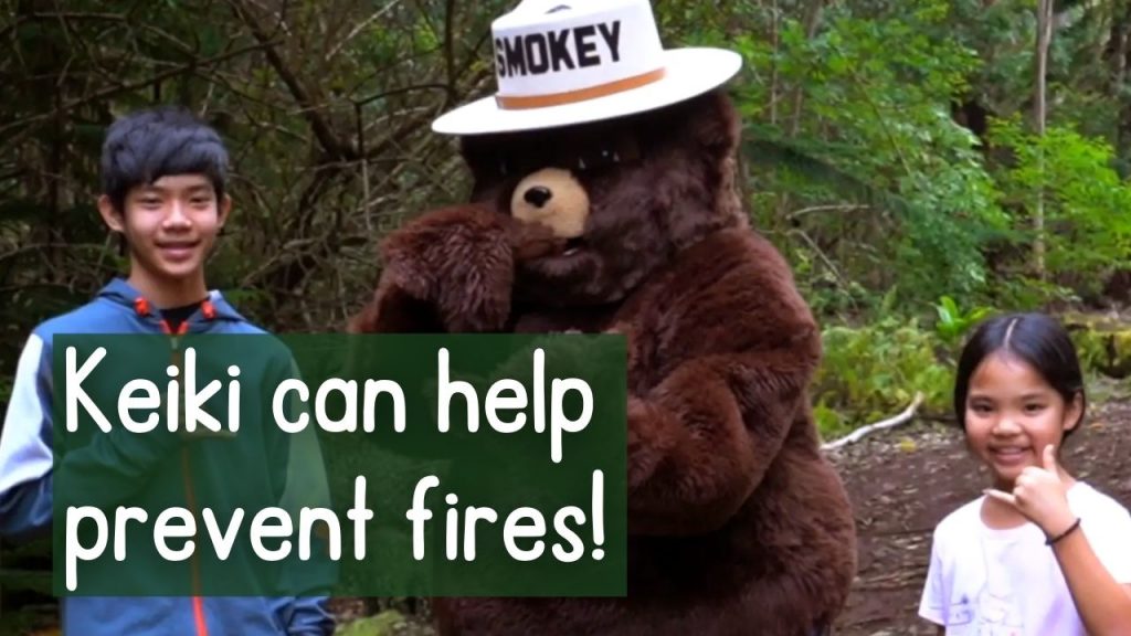 An image of Smokey Bear with kids