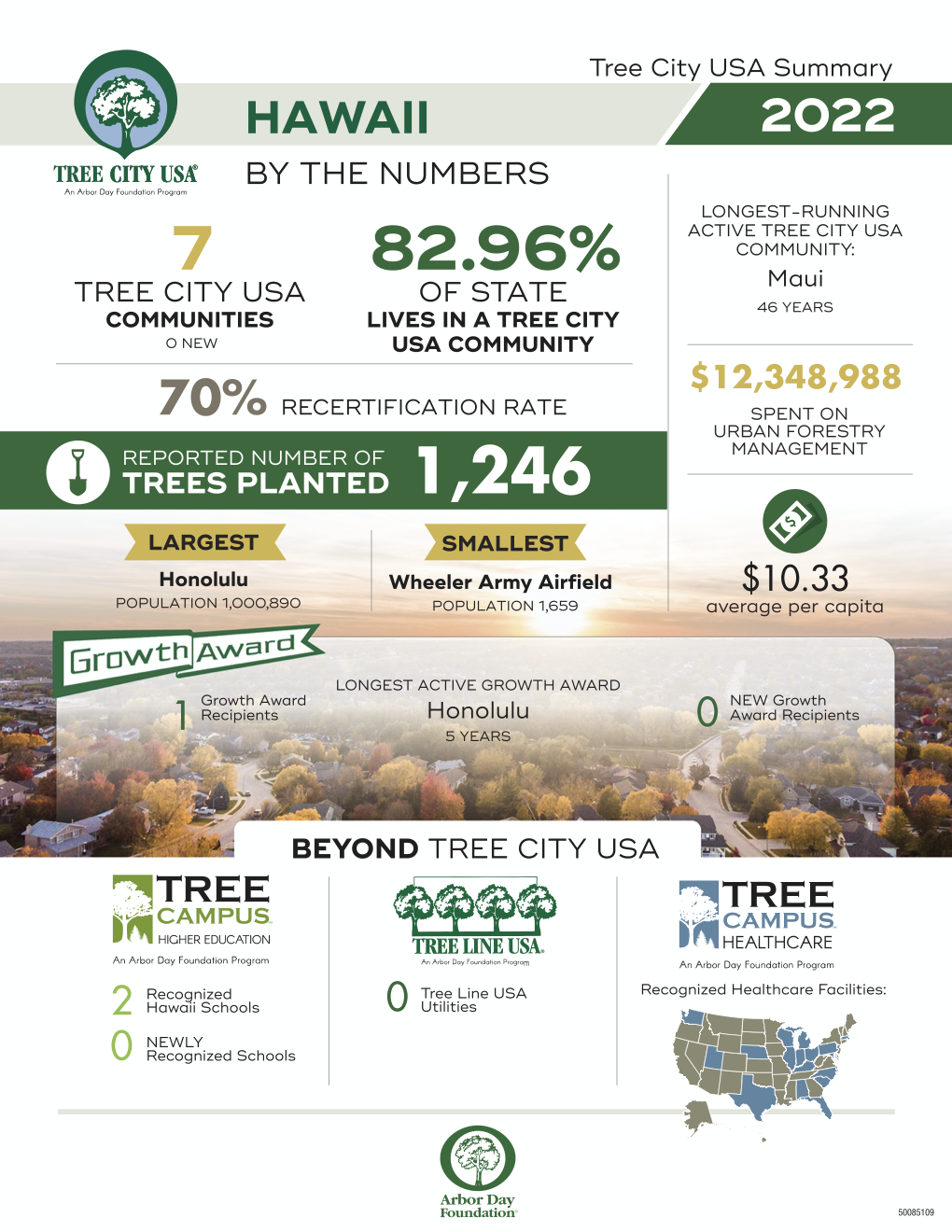 2022 Hawaii Tree City USA statistics graphic