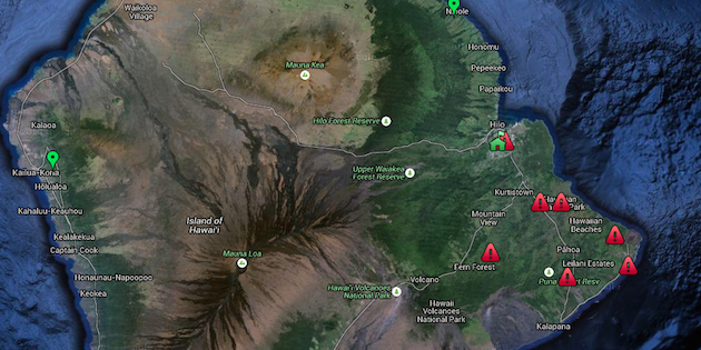 A map of RLWD detections on Hawaii Island, courtesy of UH Hilo College of Pharmacy