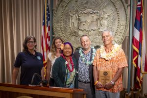 HISAM Awardees & Representatives from Maui: Elizabeth Speith, Lissa Strohecker, Representative Cochran, Governor Green and David Dahlberg (awardee)