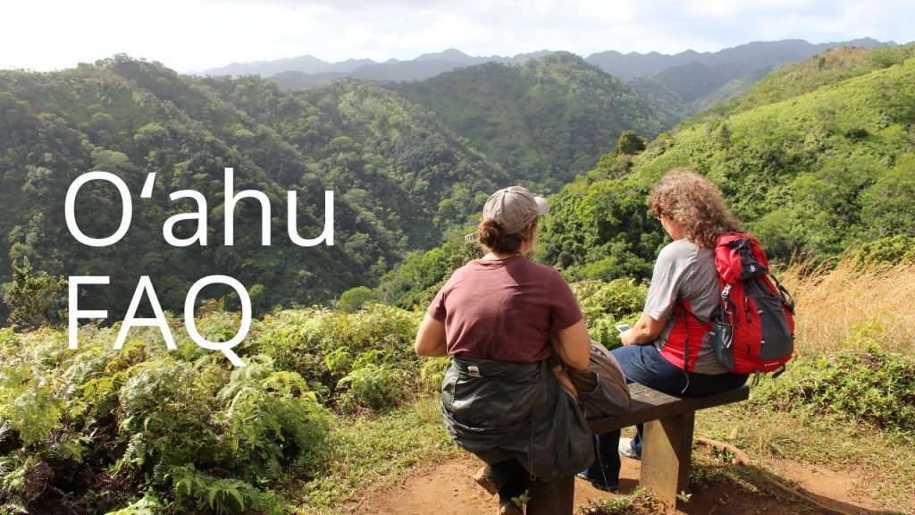 An image of two hikers on a bench linking to Oʻahu FAQ