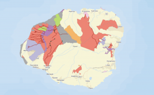 A map of Kauaʻi linking to a webmap showing campsites, reserves, and trails