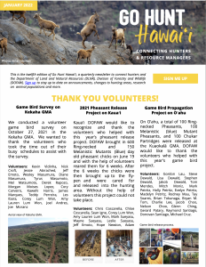 A thumbnail of the Jan 2022 Newsletter Go Hunt Hawaiʻi
