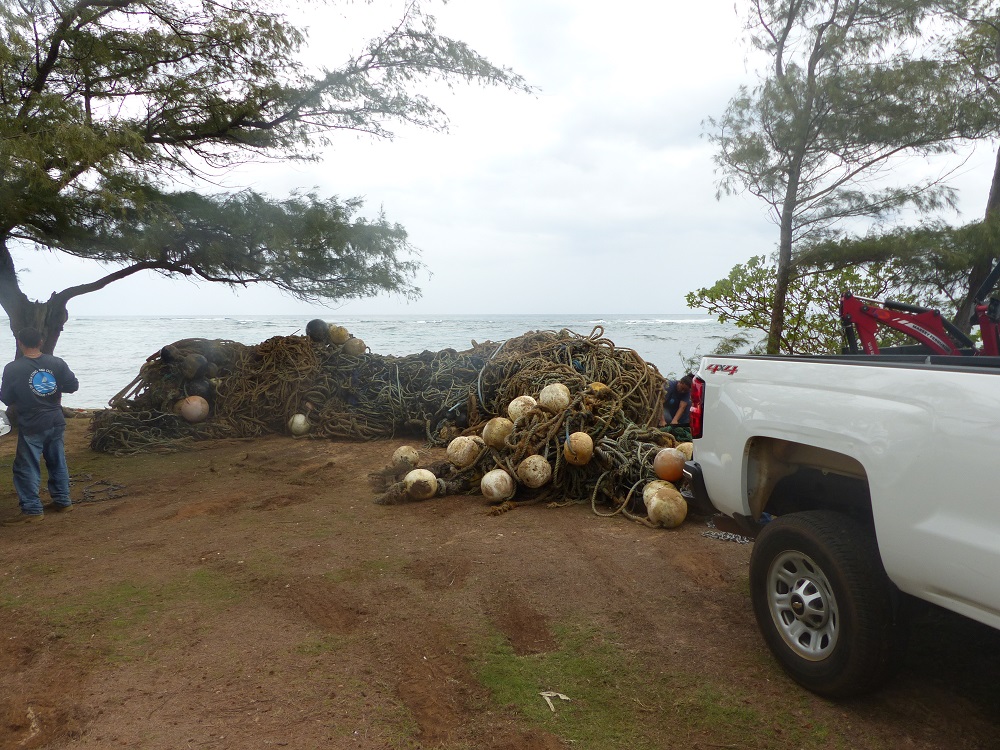 Department of Land and Natural Resources  12/09/16 – Large Fishing Net  Removed From Beach At Kapa'a