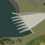 Computer generated rendering of the new Wahiawa Dam sawtooth spillway as viewed from above.